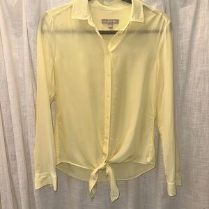 Banana Republic Butter Yellow Tie Front Blouse